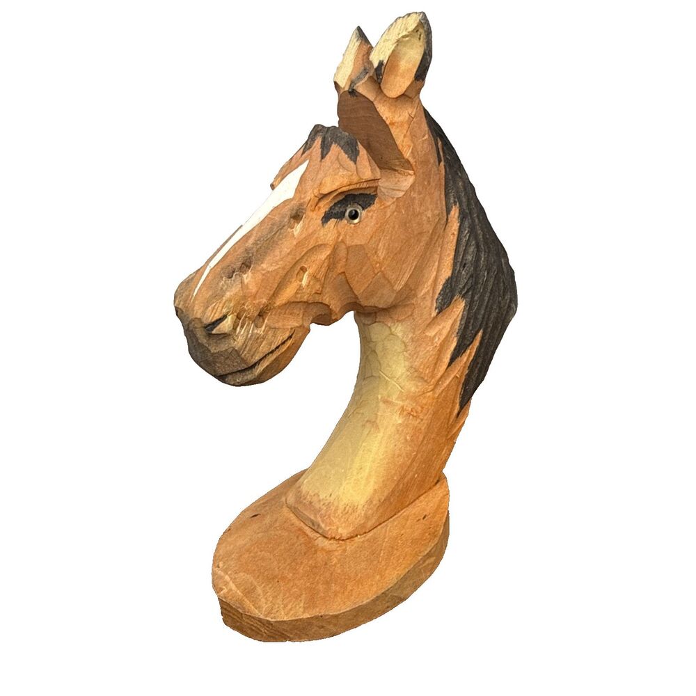 Vintage Wooden Hand Carved Horse Eyeglasses Frame Holder Peepers 7" Stand Figuri